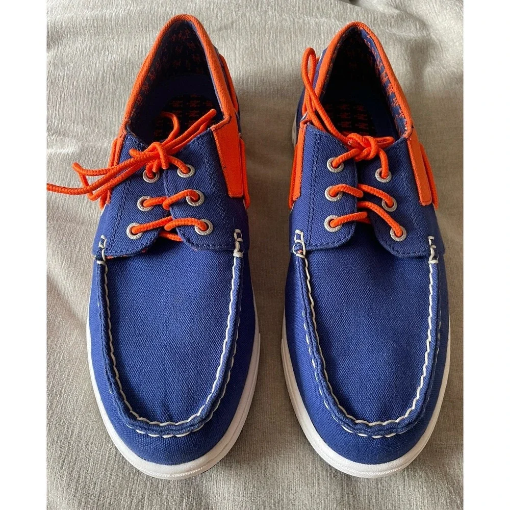 EASTLAND New York Mets Blue & Orange Canvas Boat‎ Shoes Size 9.5 M MLB 7712-18